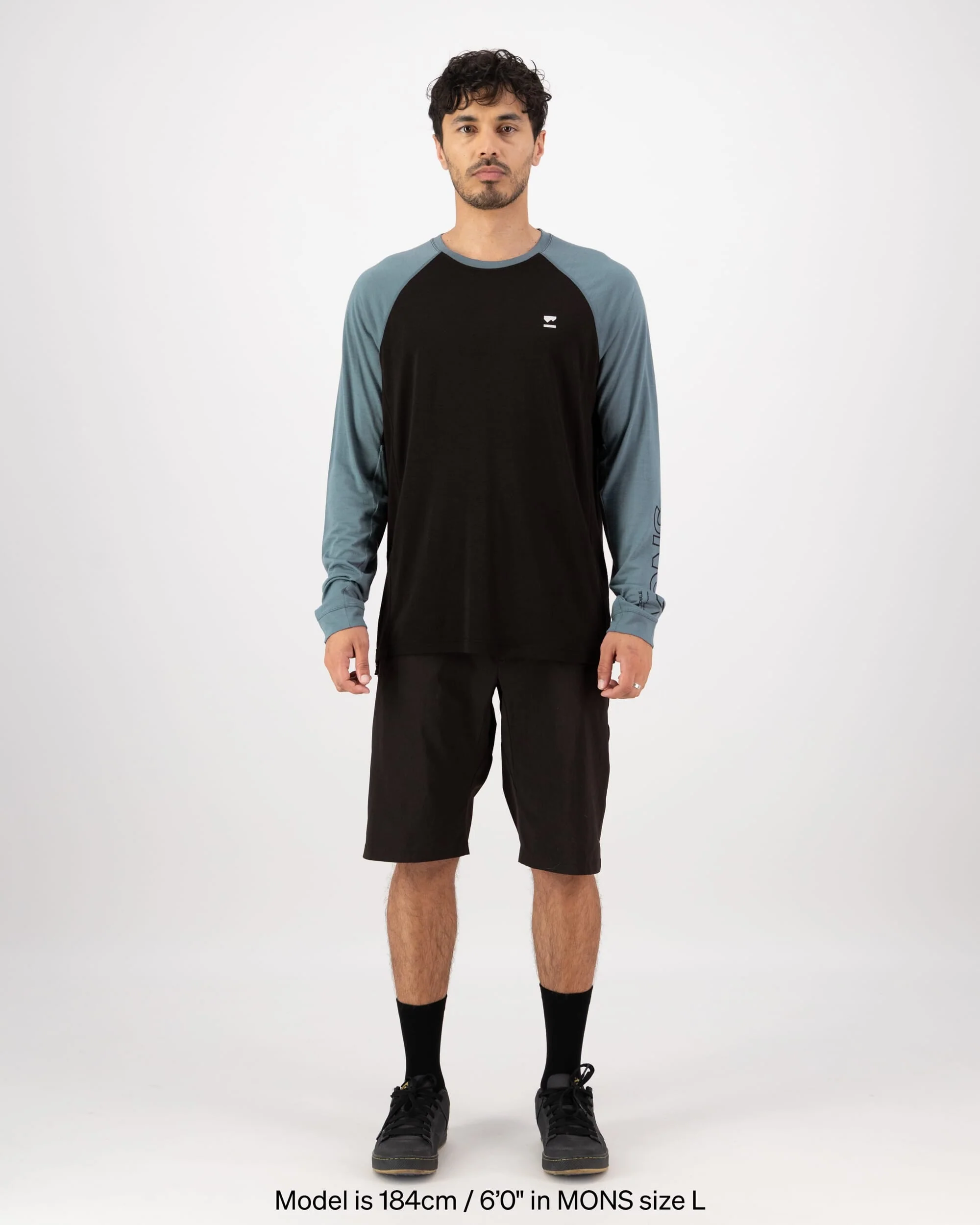 Tarn Merino Long Sleeve - Goblin Blue / Black | Men's Long Sleeve Top - Image 3