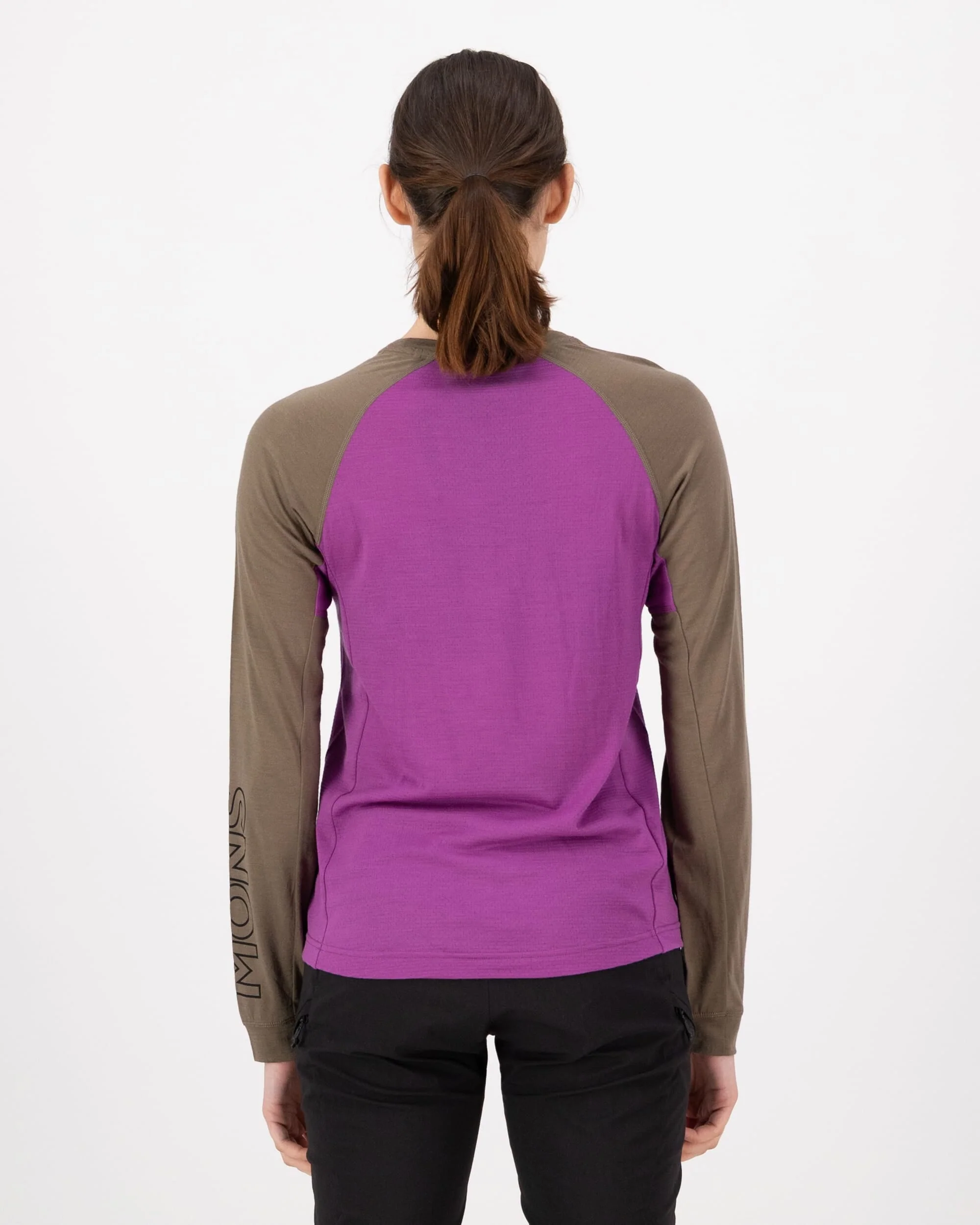 Tarn Merino Long Sleeve - Purple Bolt / Walnut | Women's Long Sleeve Top - Image 2