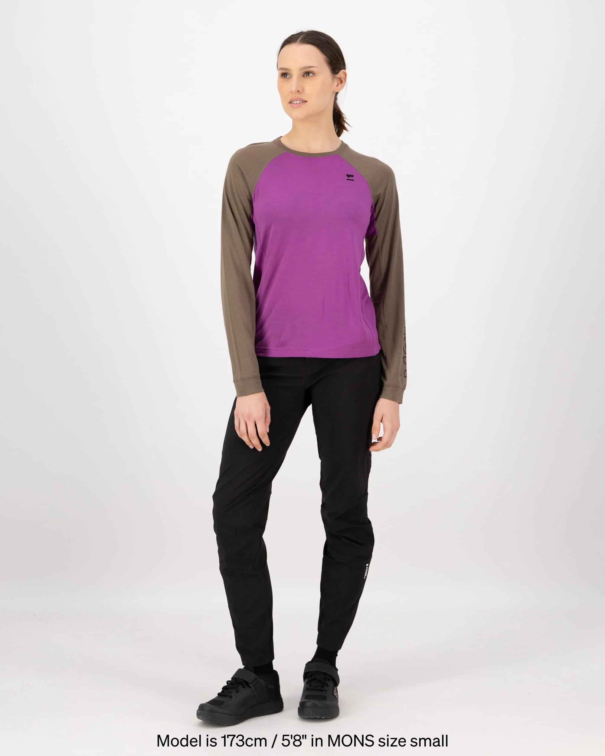 Tarn Merino Long Sleeve - Purple Bolt / Walnut | Women's Long Sleeve Top - Image 3