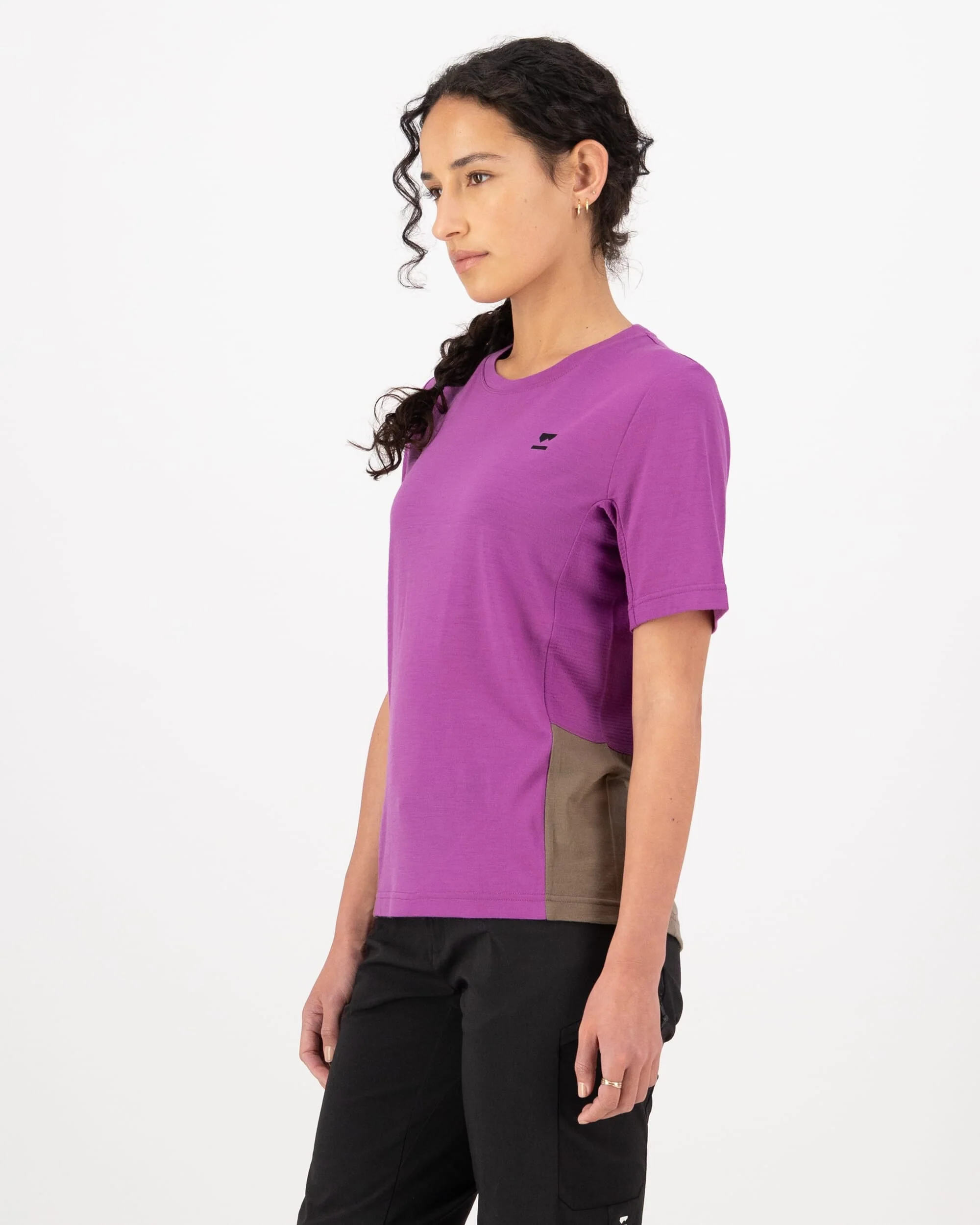 Tarn Merino T-Shirt - Purple Bolt / Walnut | Women's T-Shirt