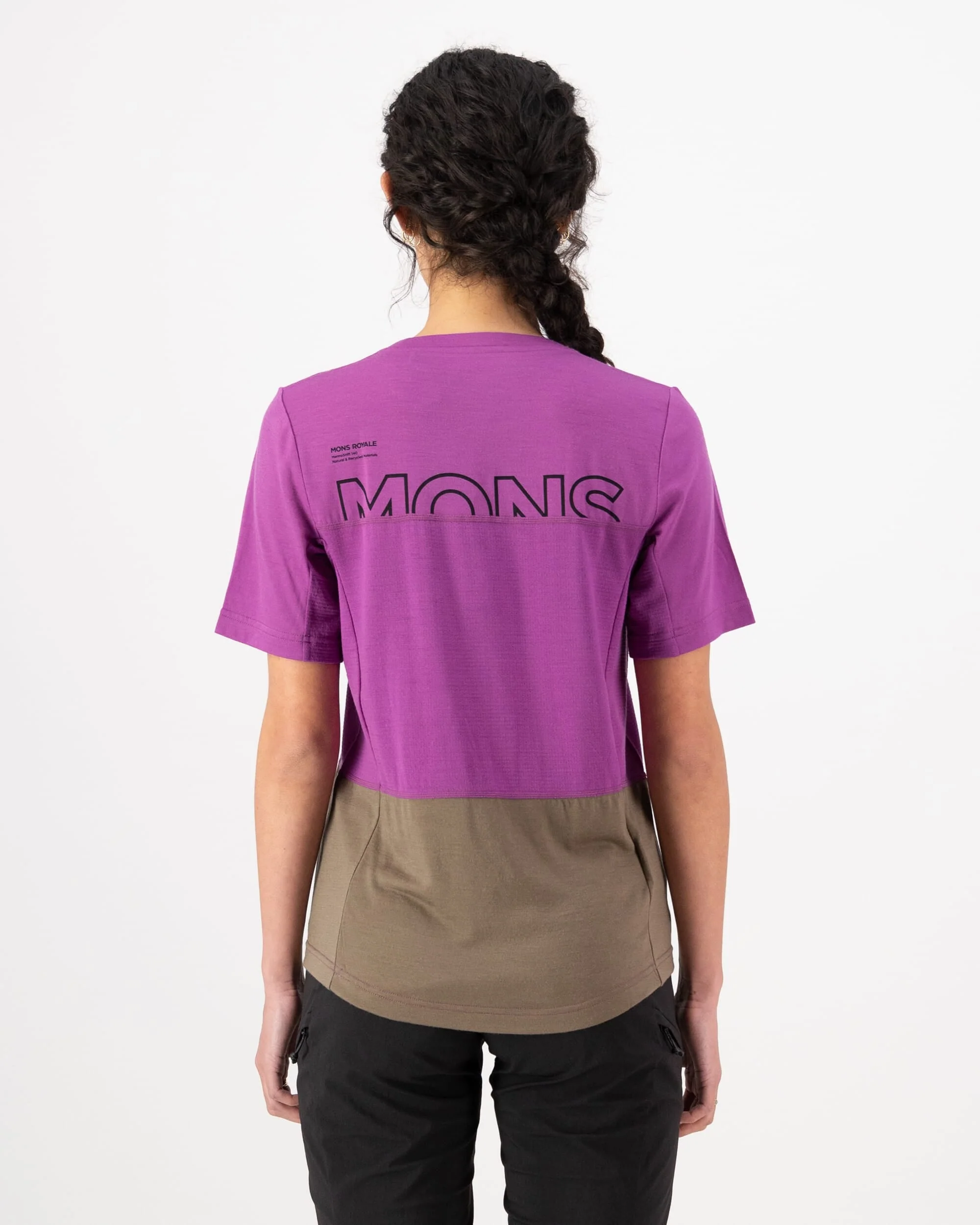 Tarn Merino T-Shirt - Purple Bolt / Walnut | Women's T-Shirt - Image 2