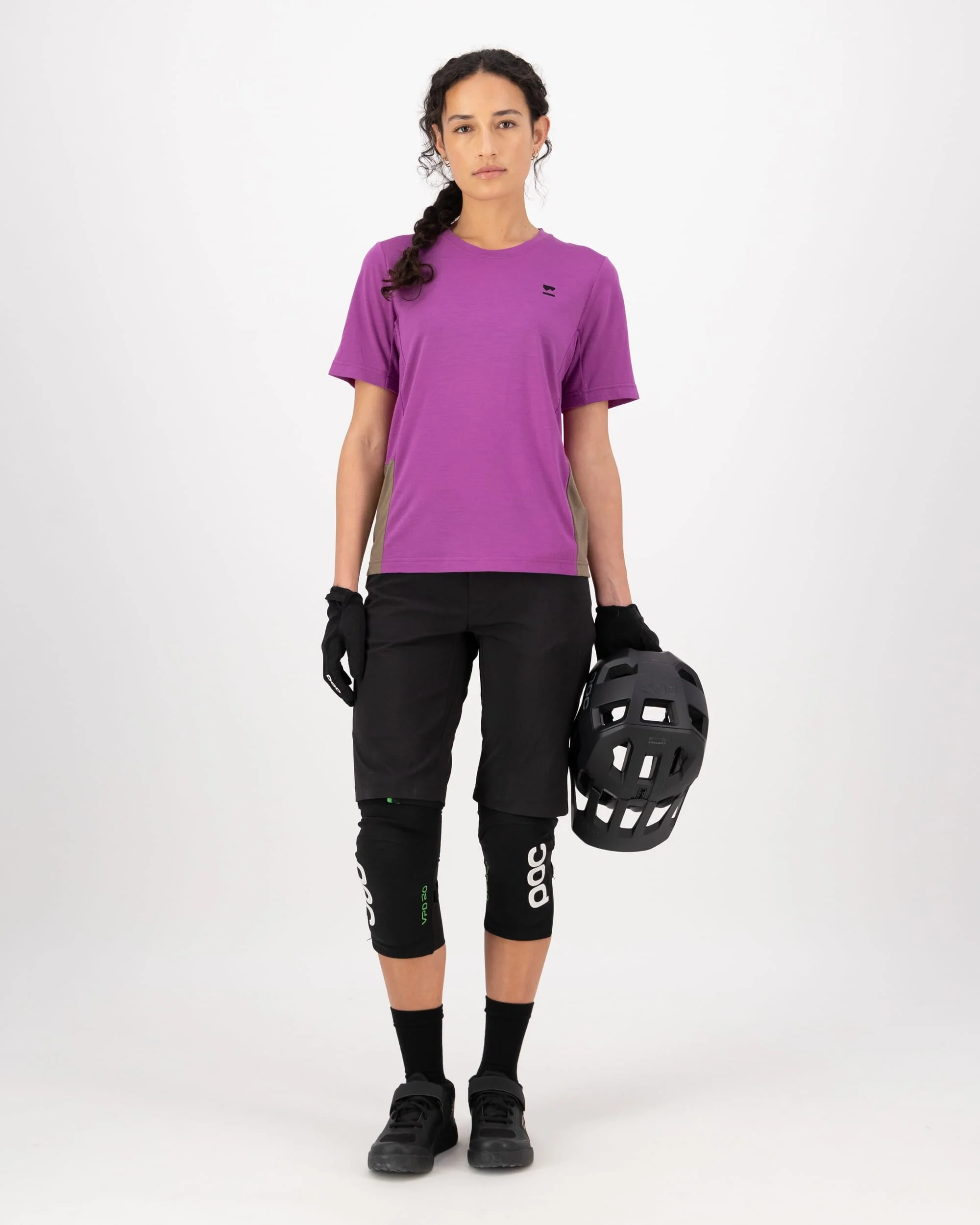 Tarn Merino T-Shirt - Purple Bolt / Walnut | Women's T-Shirt - Image 6