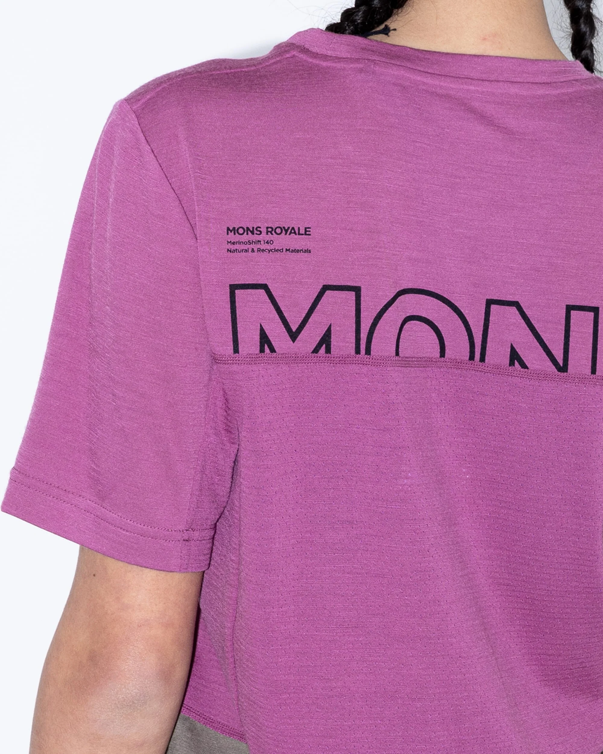 Tarn Merino T-Shirt - Purple Bolt / Walnut | Women's T-Shirt - Image 8