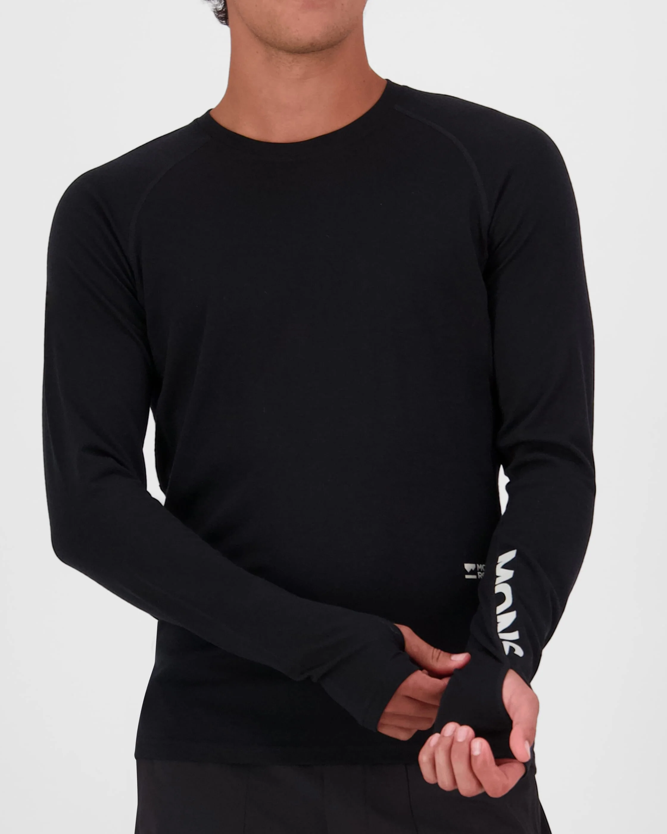 Temple Merino Long Sleeve - Black | Men's Long Sleeve Top - Image 3