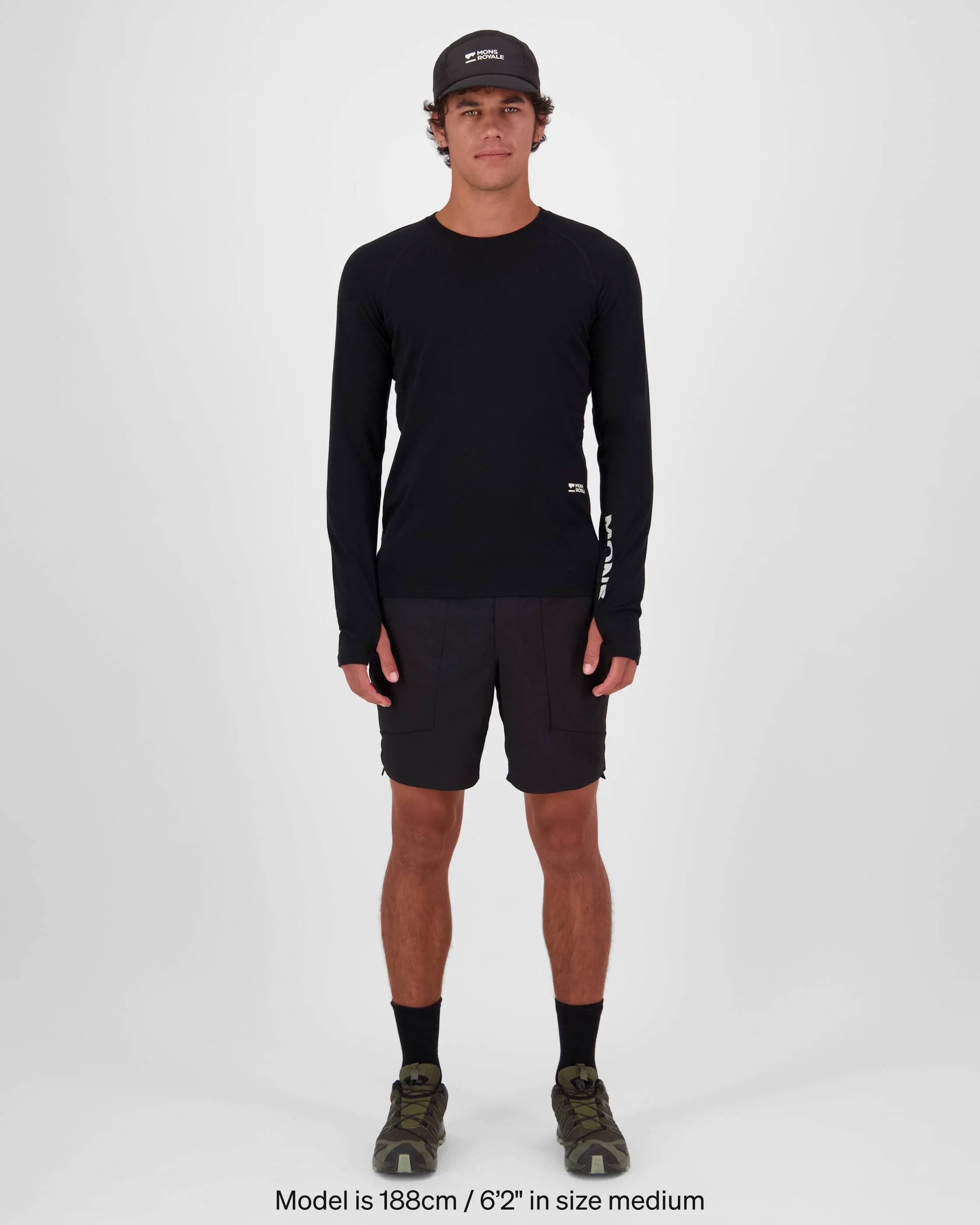 Temple Merino Long Sleeve - Black | Men's Long Sleeve Top - Image 4