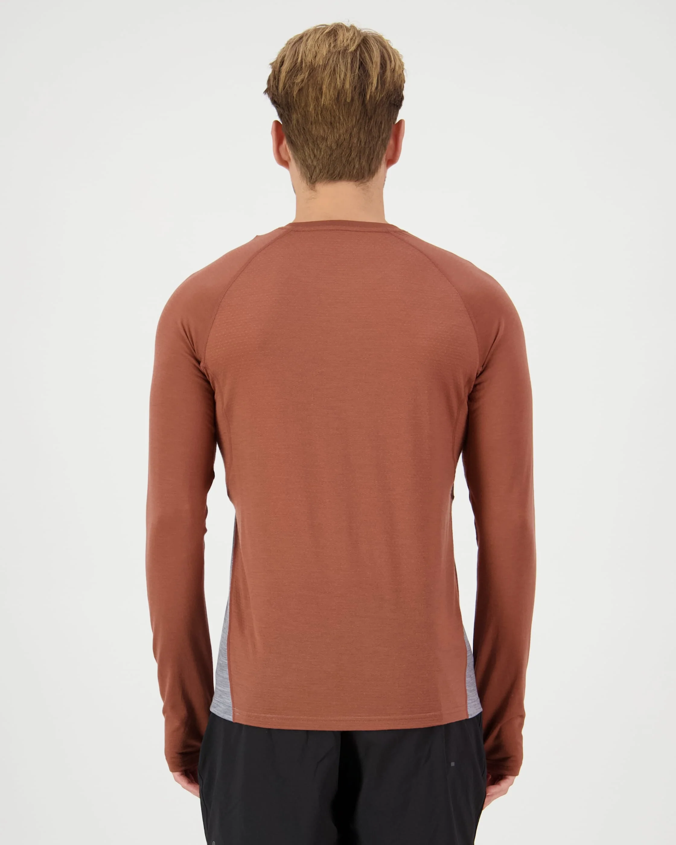 Temple Merino Long Sleeve - Cinnamon / Grey Heather | Men's Long Sleeve Top - Image 2