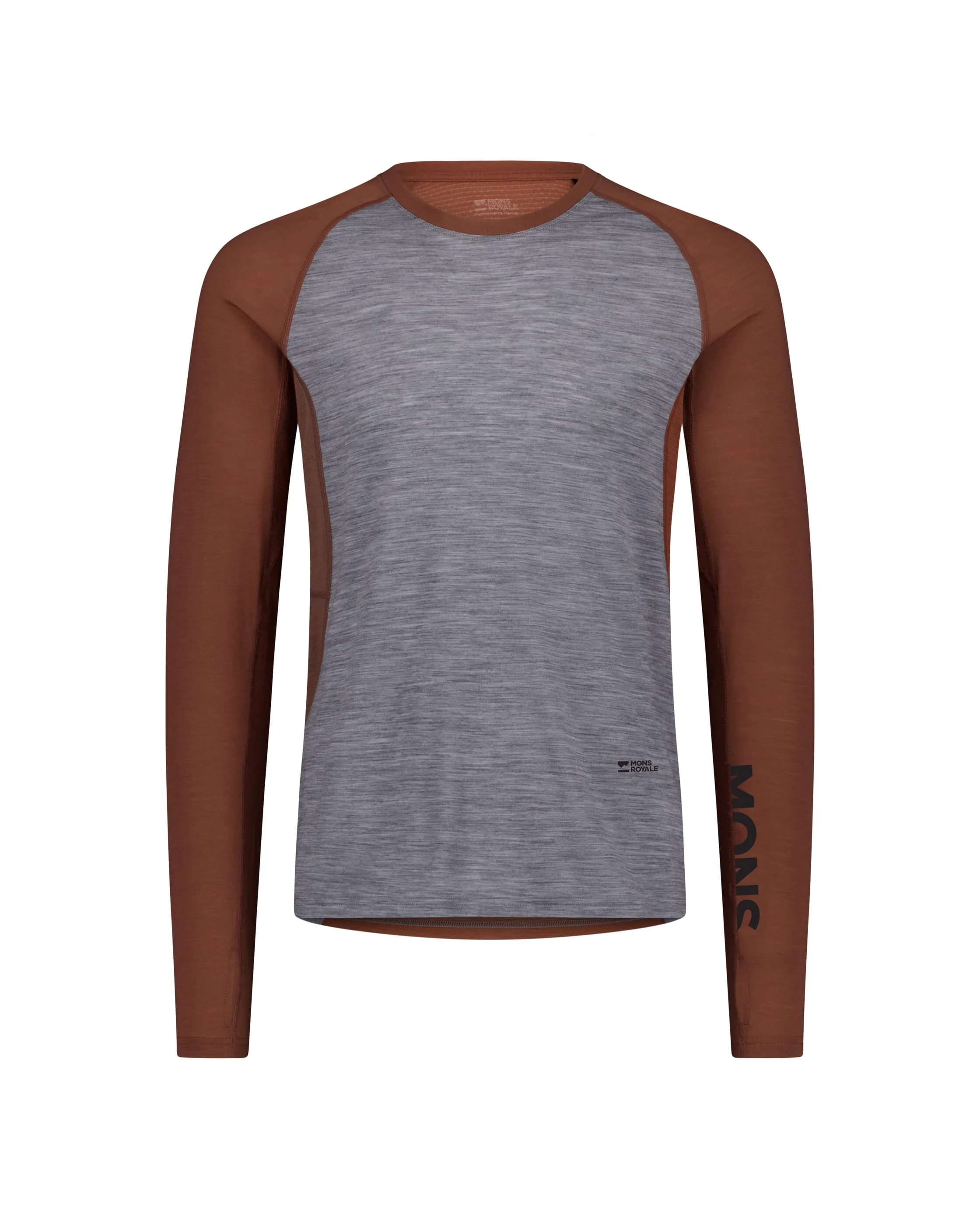 Temple Merino Long Sleeve - Cinnamon / Grey Heather | Men's Long Sleeve Top - Image 5