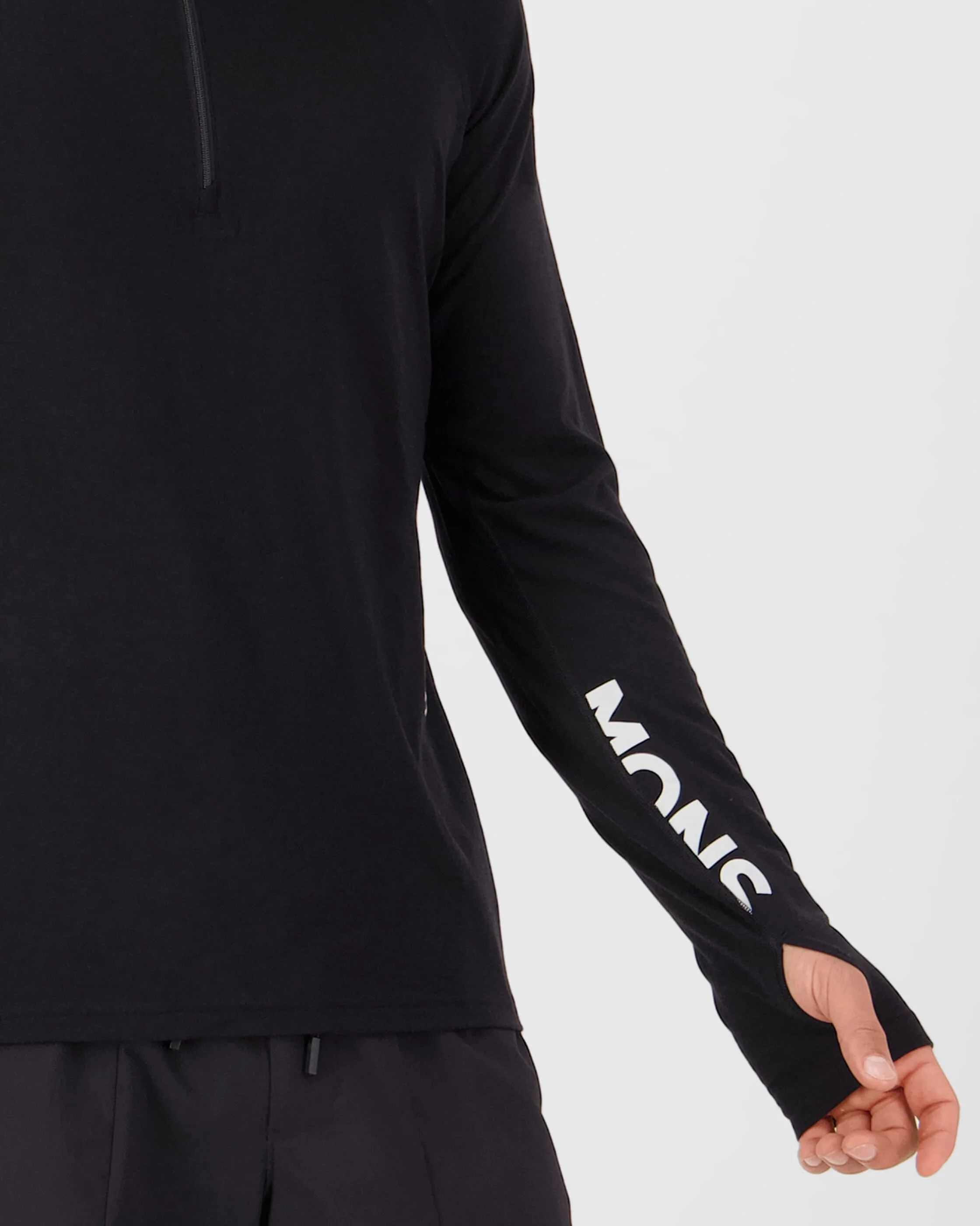 Temple Merino Long Sleeve Hood - Black | Men's Long Sleeve Top - Image 4