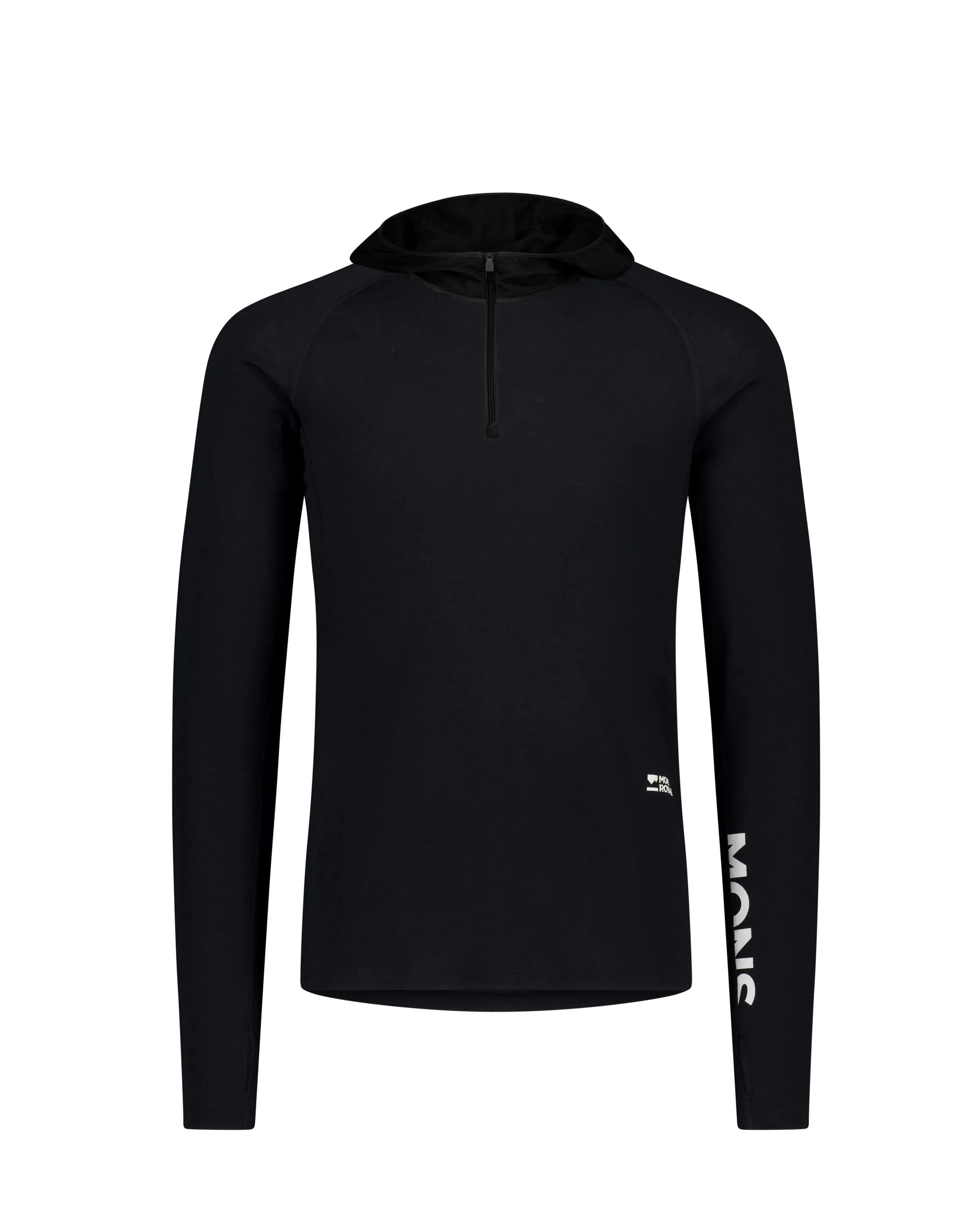 Temple Merino Long Sleeve Hood - Black | Men's Long Sleeve Top - Image 6