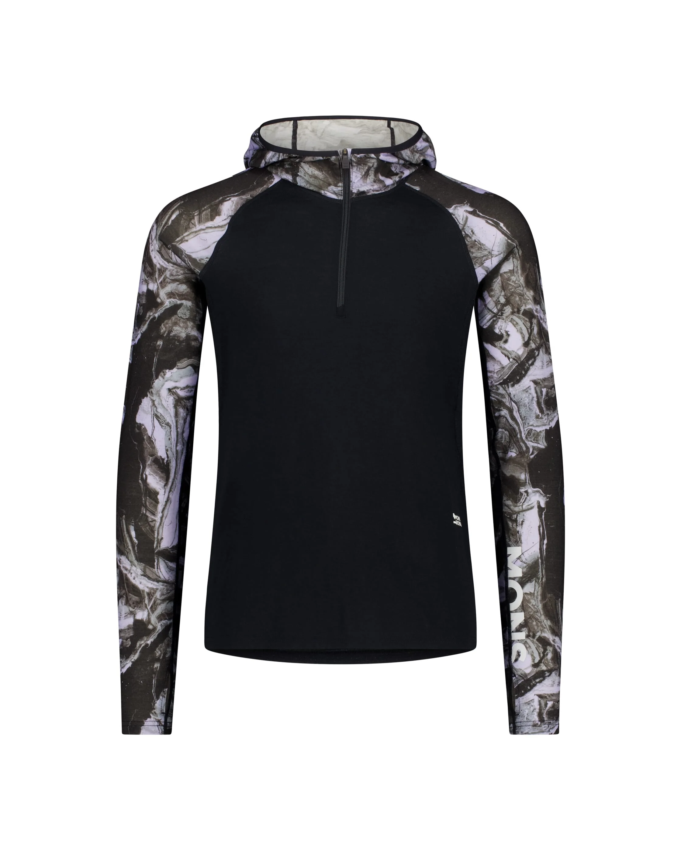 Temple Merino Long Sleeve Hood - Rock Camo / Black | Men's Long Sleeve Top - Image 6