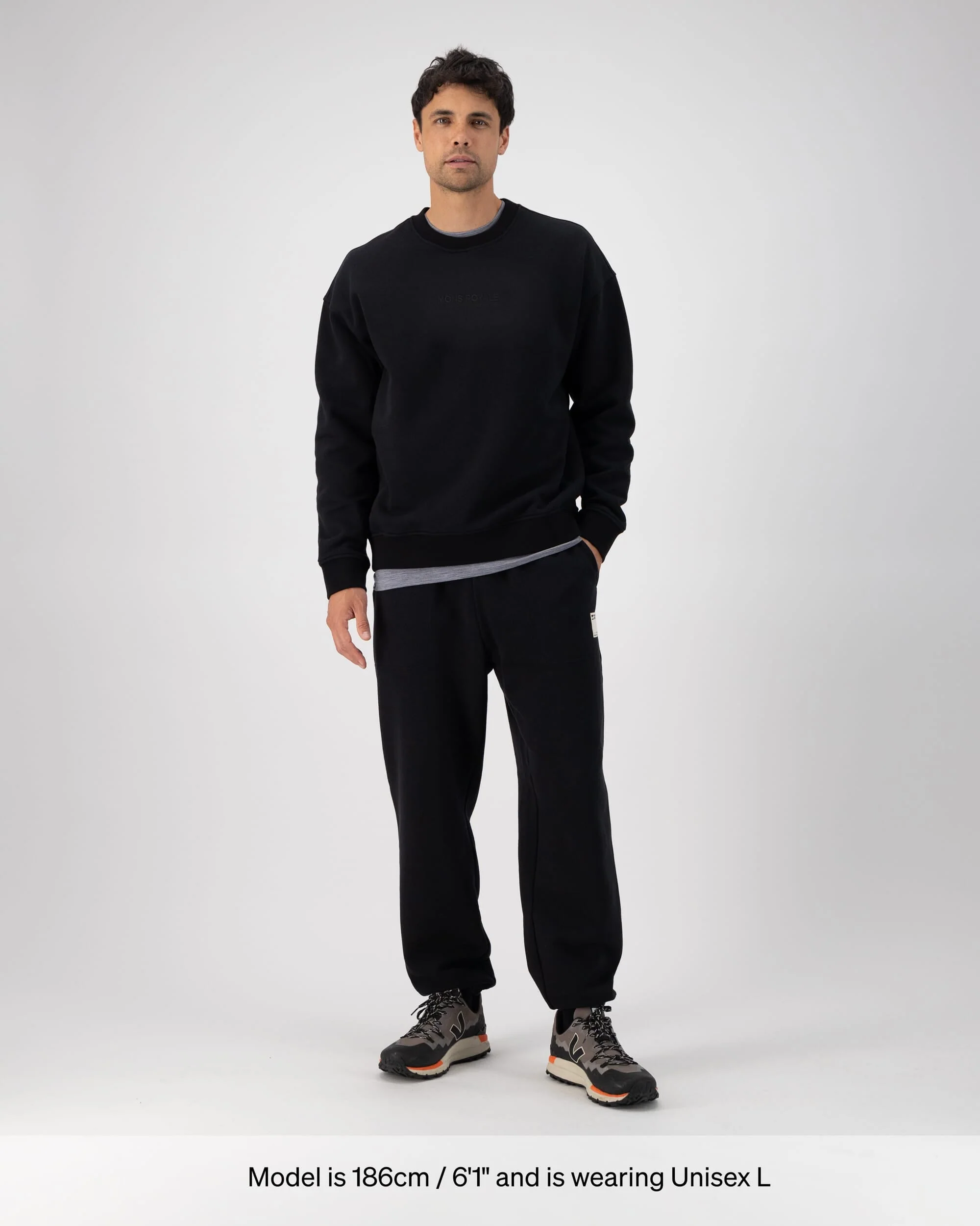 Verdant Merino Organic Cotton Crew - Black | Unisex Mid Layer - Image 7