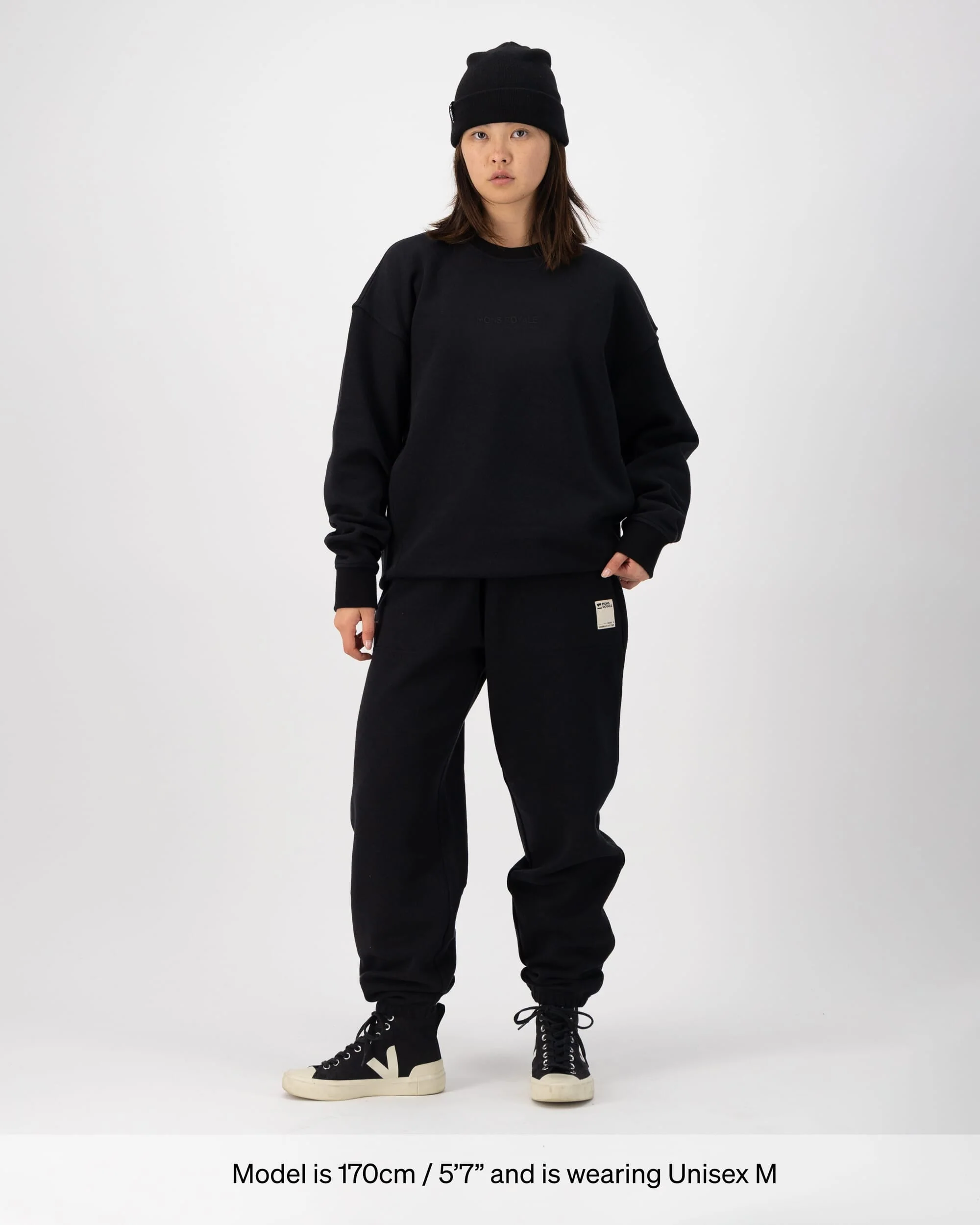 Verdant Merino Organic Cotton Crew - Black | Unisex Mid Layer - Image 8