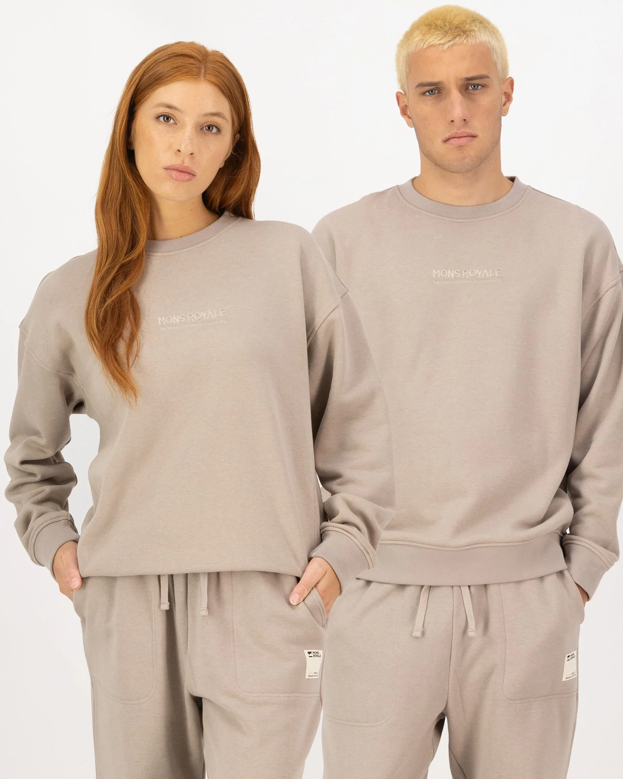 Verdant Merino Organic Cotton Crew - Taupe | Unisex Mid Layer