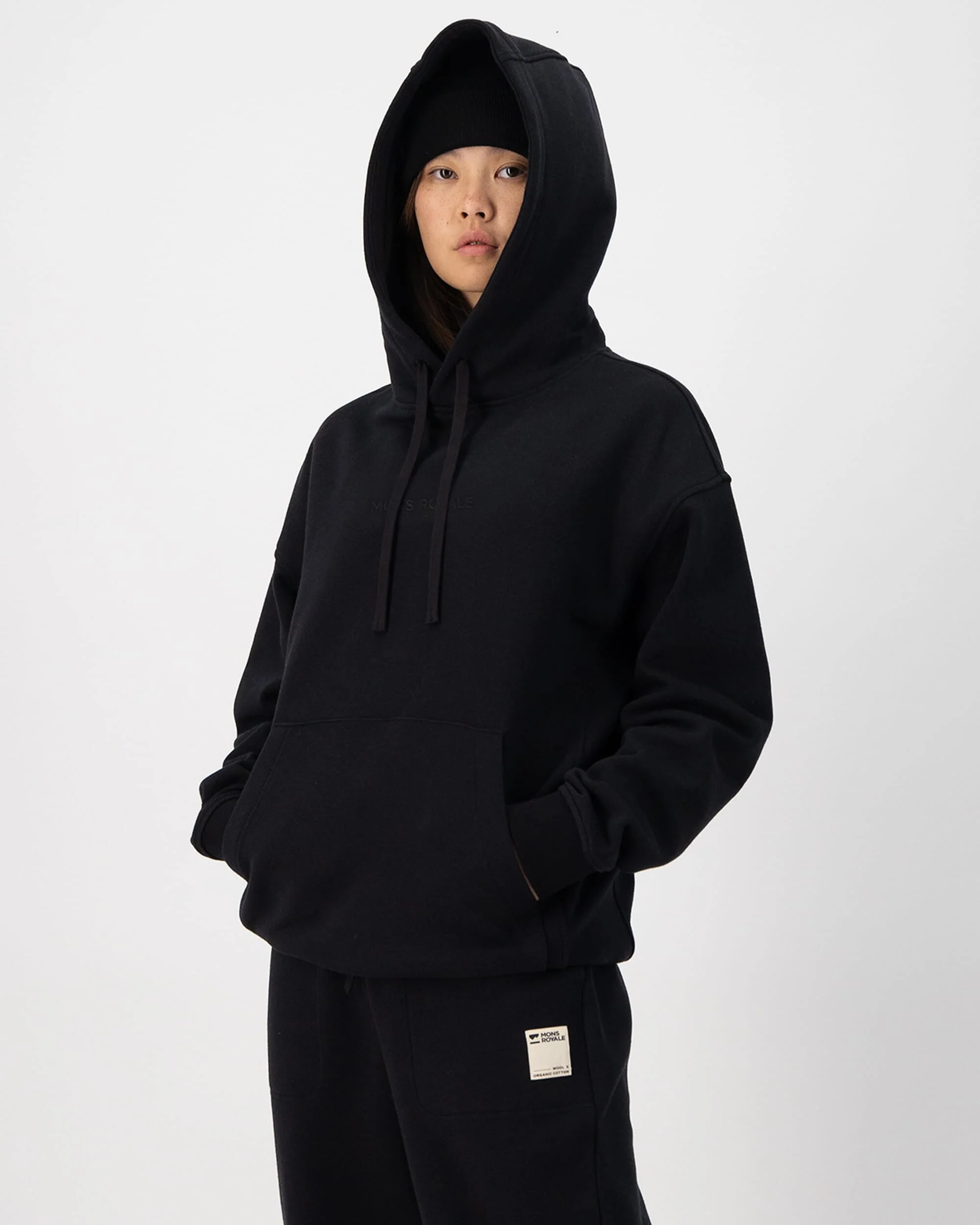 Verdant Merino Organic Cotton Hoody - Black | Unisex Mid Layer - Image 5