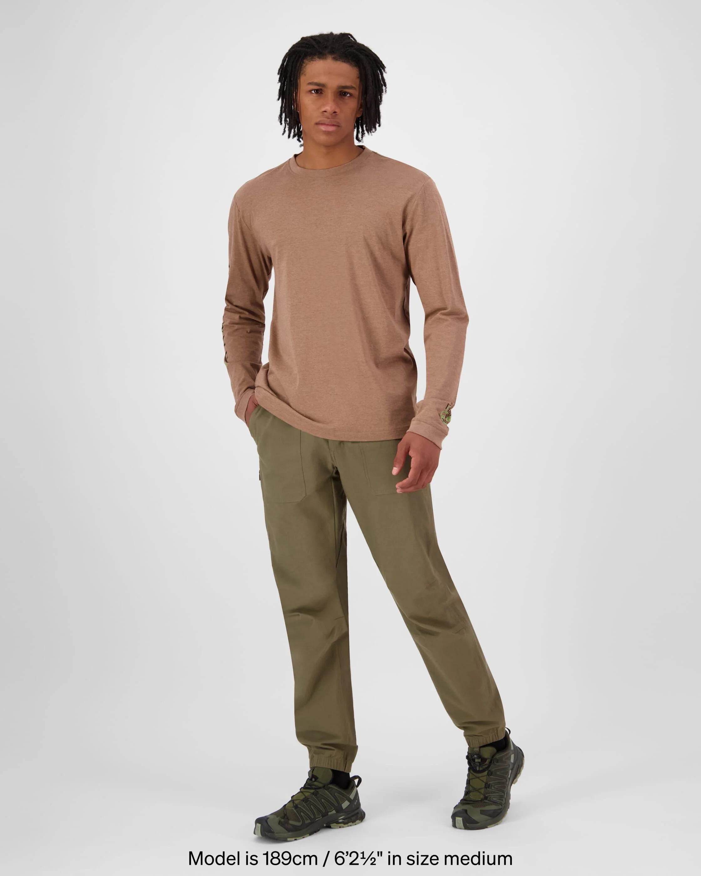 Yonder Merino Organic Cotton Long Sleeve - Mocha | Men's Long Sleeve Top - Image 3