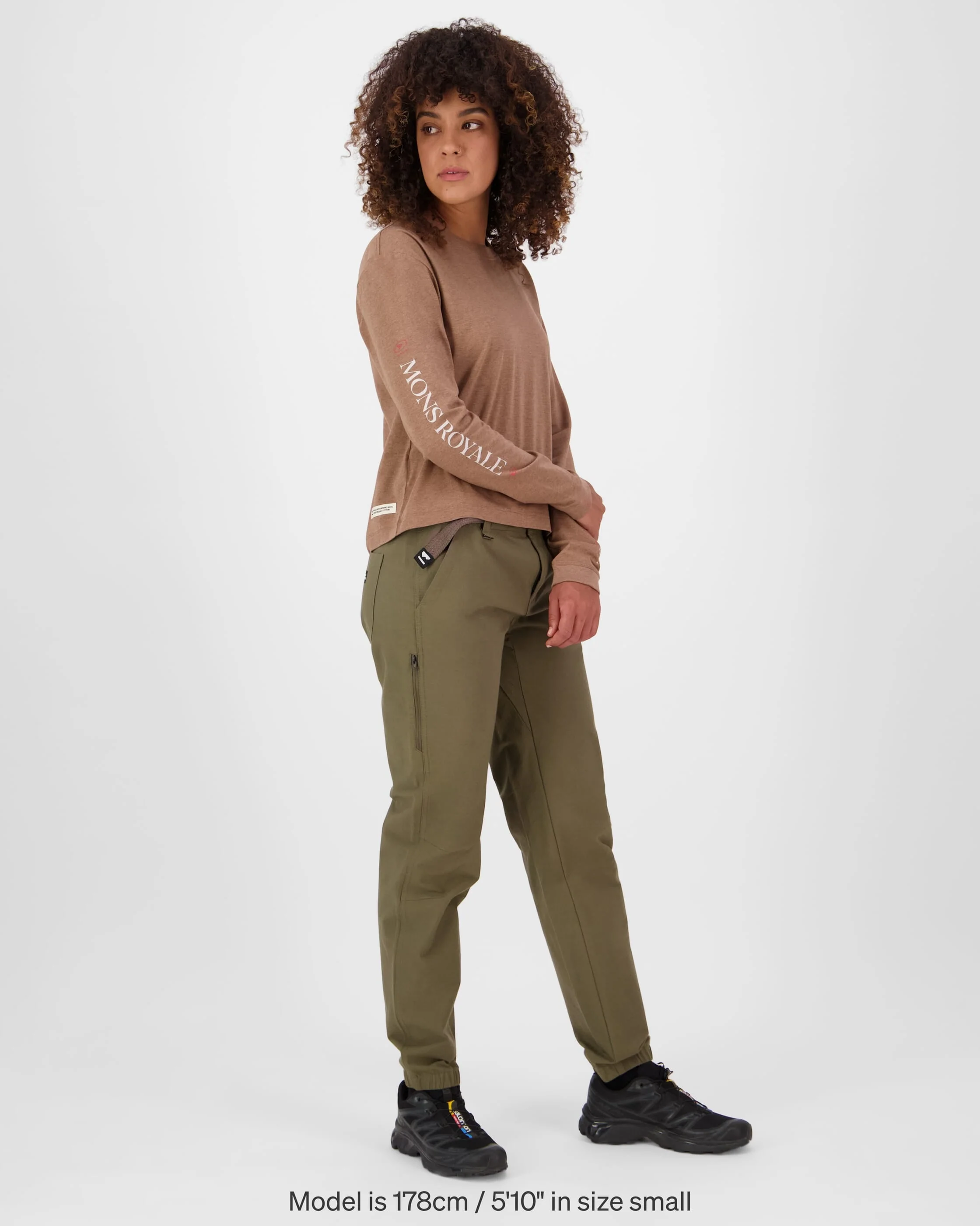 Yonder Merino Organic Cotton Long Sleeve - Mocha | Women's Long Sleeve Top - Image 3