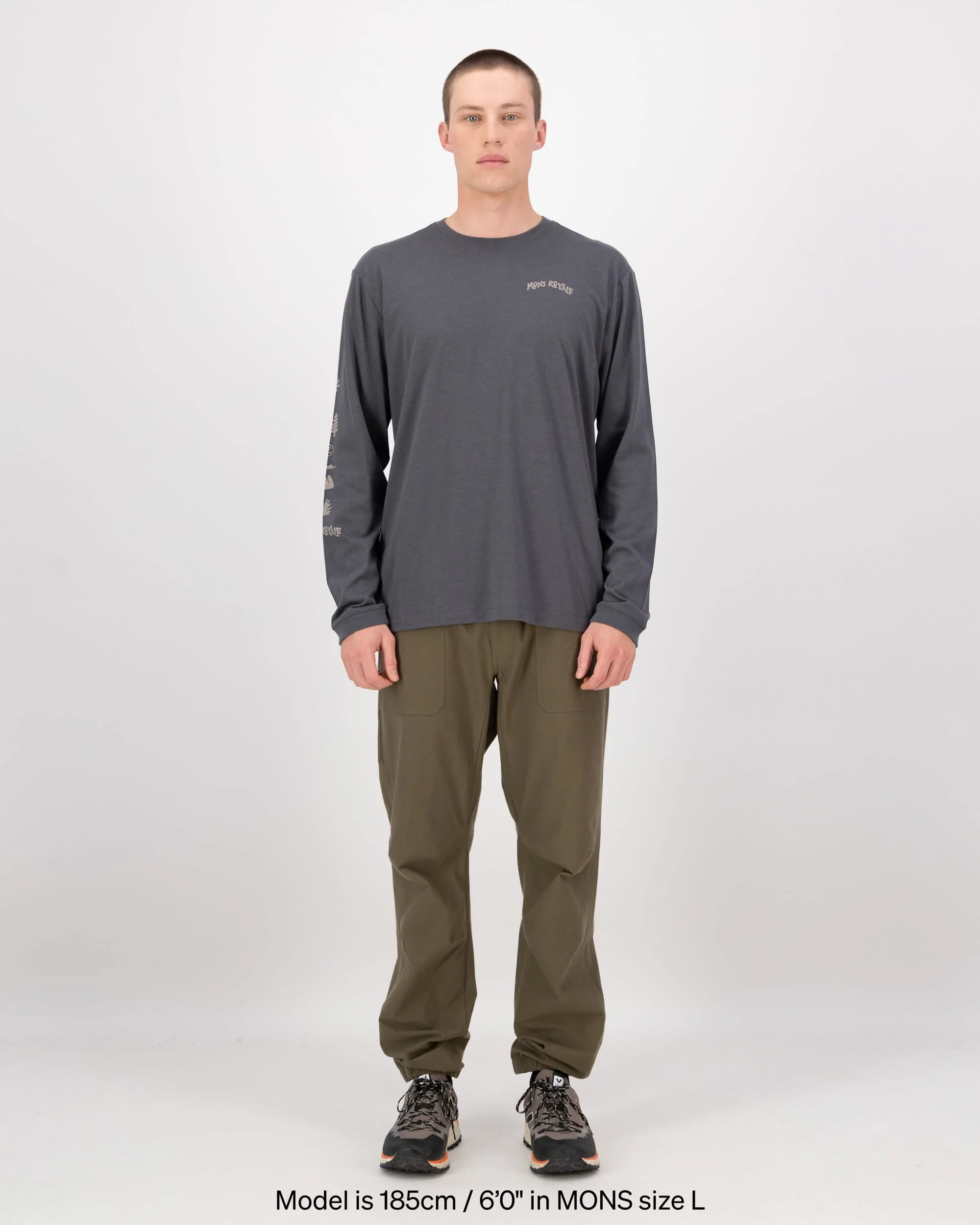 Yonder Merino Organic Cotton Long Sleeve - Vintage Black | Men's Long Sleeve Top - Image 3