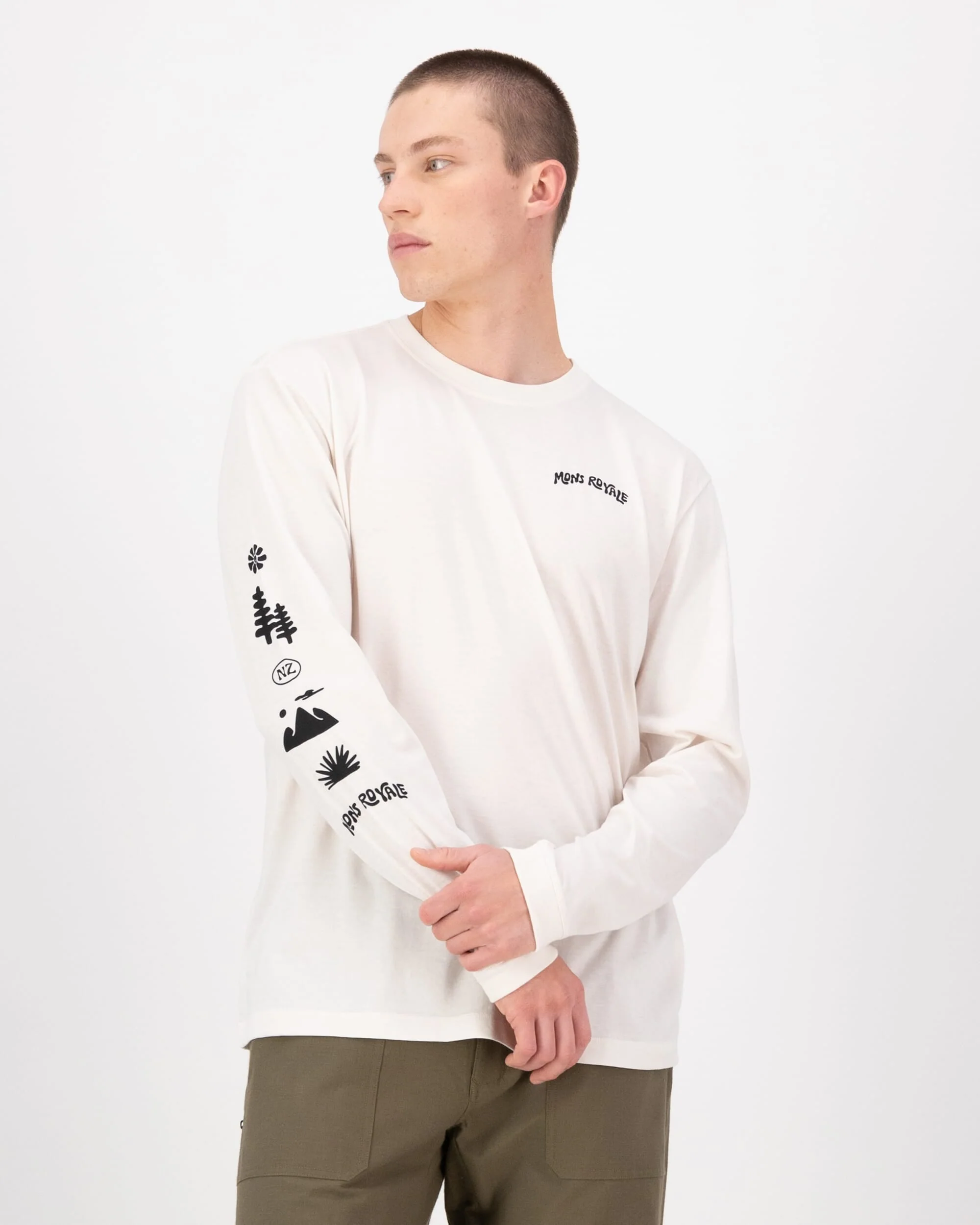 Yonder Merino Organic Cotton Long Sleeve - Vintage White | Men's Long Sleeve Top
