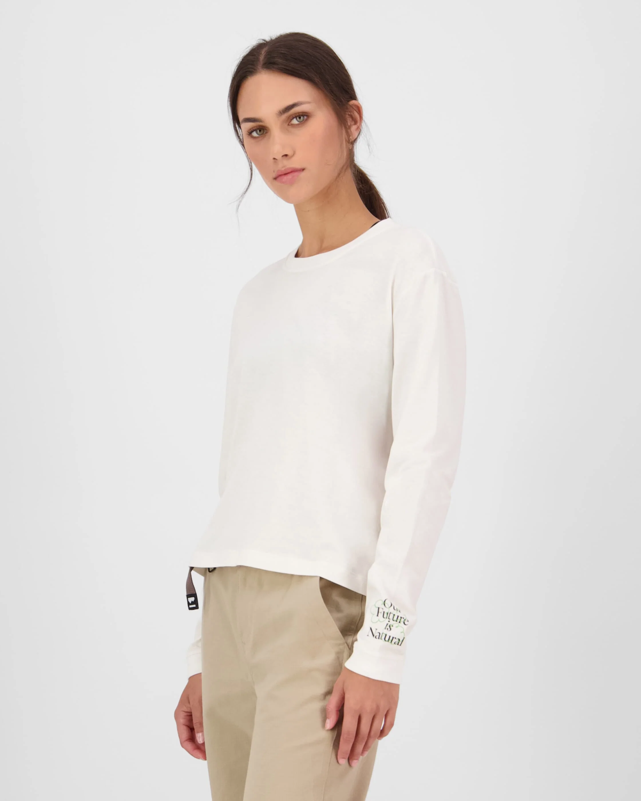 Yonder Merino Organic Cotton Long Sleeve - Vintage White | Women's Long Sleeve Top - Image 3