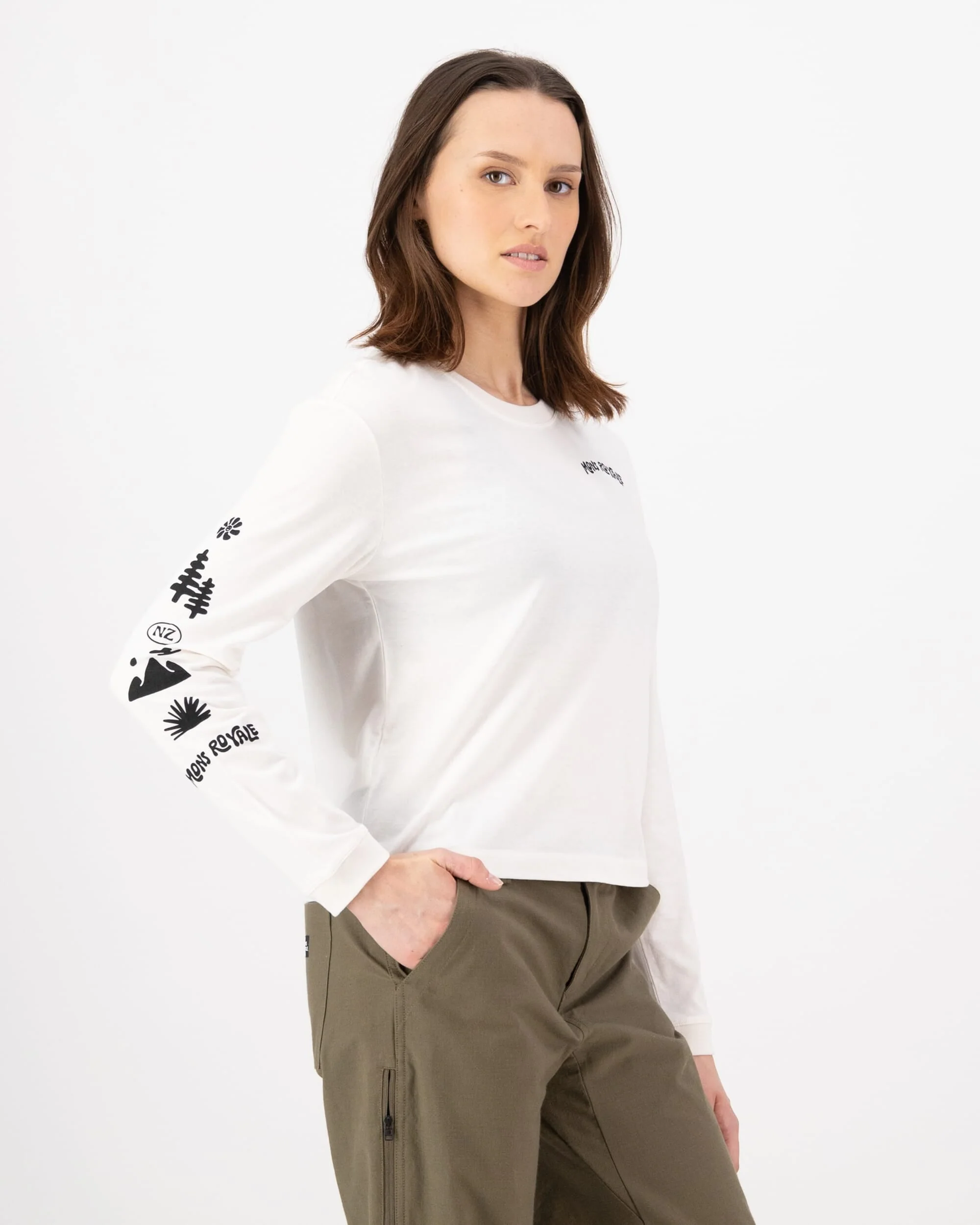 Yonder Merino Organic Cotton Long Sleeve - Vintage White | Women's Long Sleeve Top - Image 3