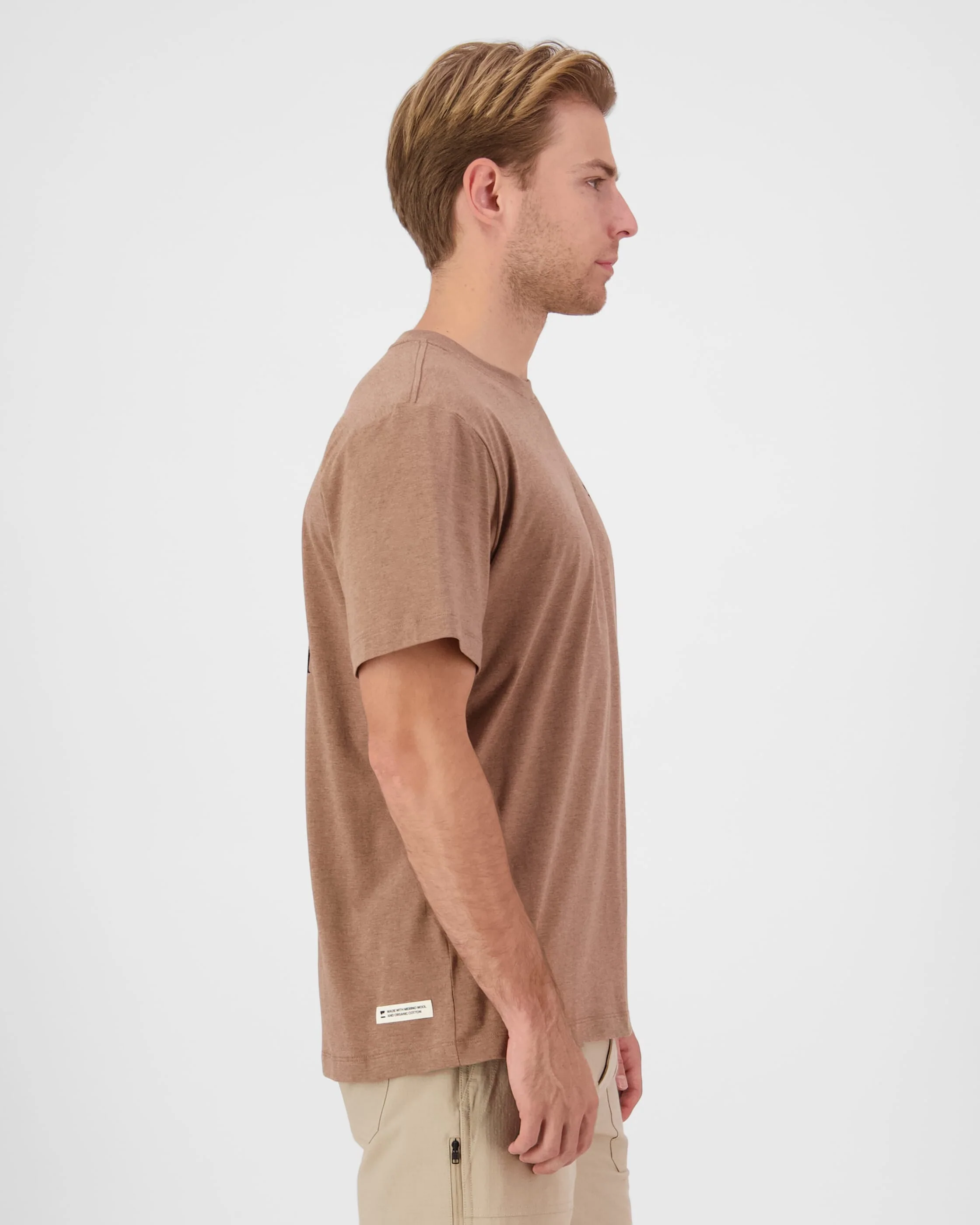 Yonder Merino Organic Cotton T-Shirt - Mocha | Men's T-Shirt - Image 3