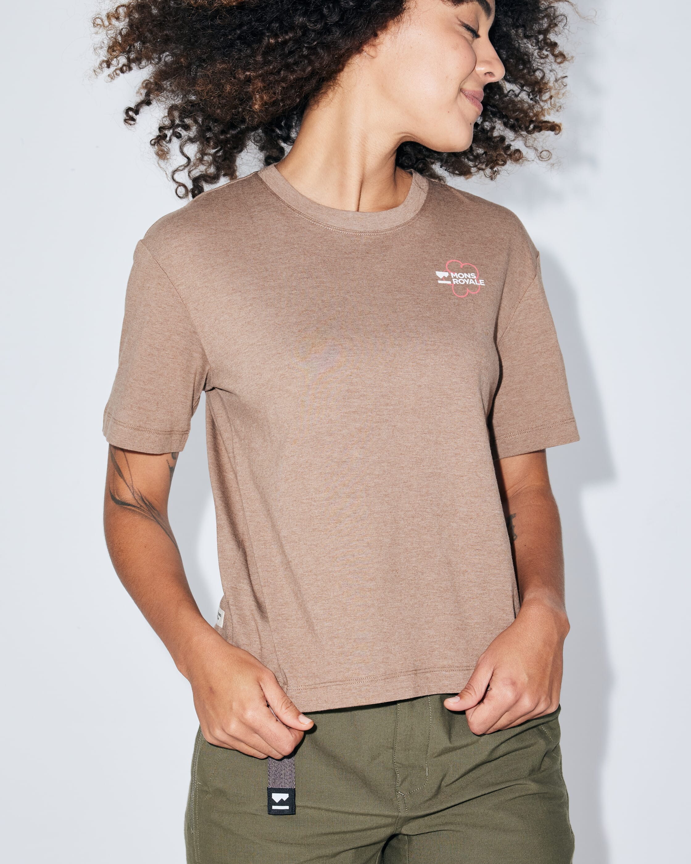 Yonder Merino Organic Cotton T-Shirt - Mocha | Women's T-Shirt - Image 7