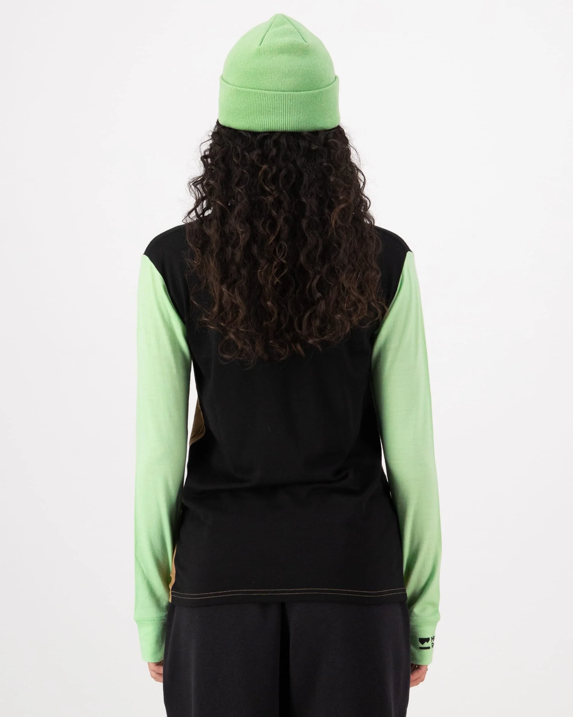 Yotei Merino High Neck Long Sleeve - Matcha / Toffee / Black | Women's Long Sleeve Top - Image 2