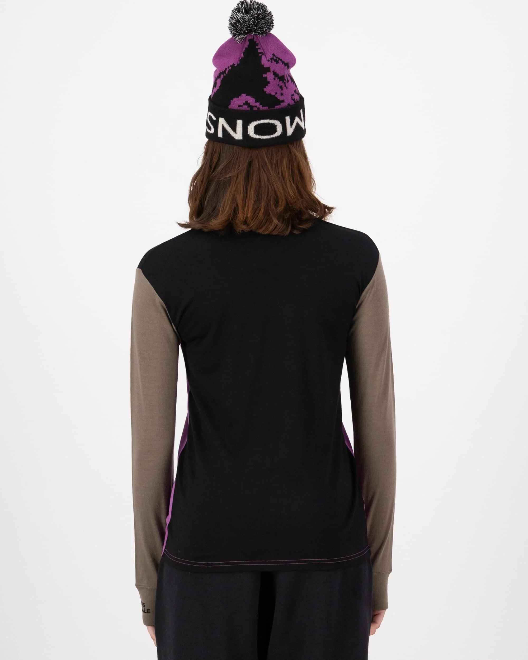 Yotei Merino High Neck Long Sleeve - Purple Bolt / Walnut / Black | Women's Long Sleeve Top - Image 2