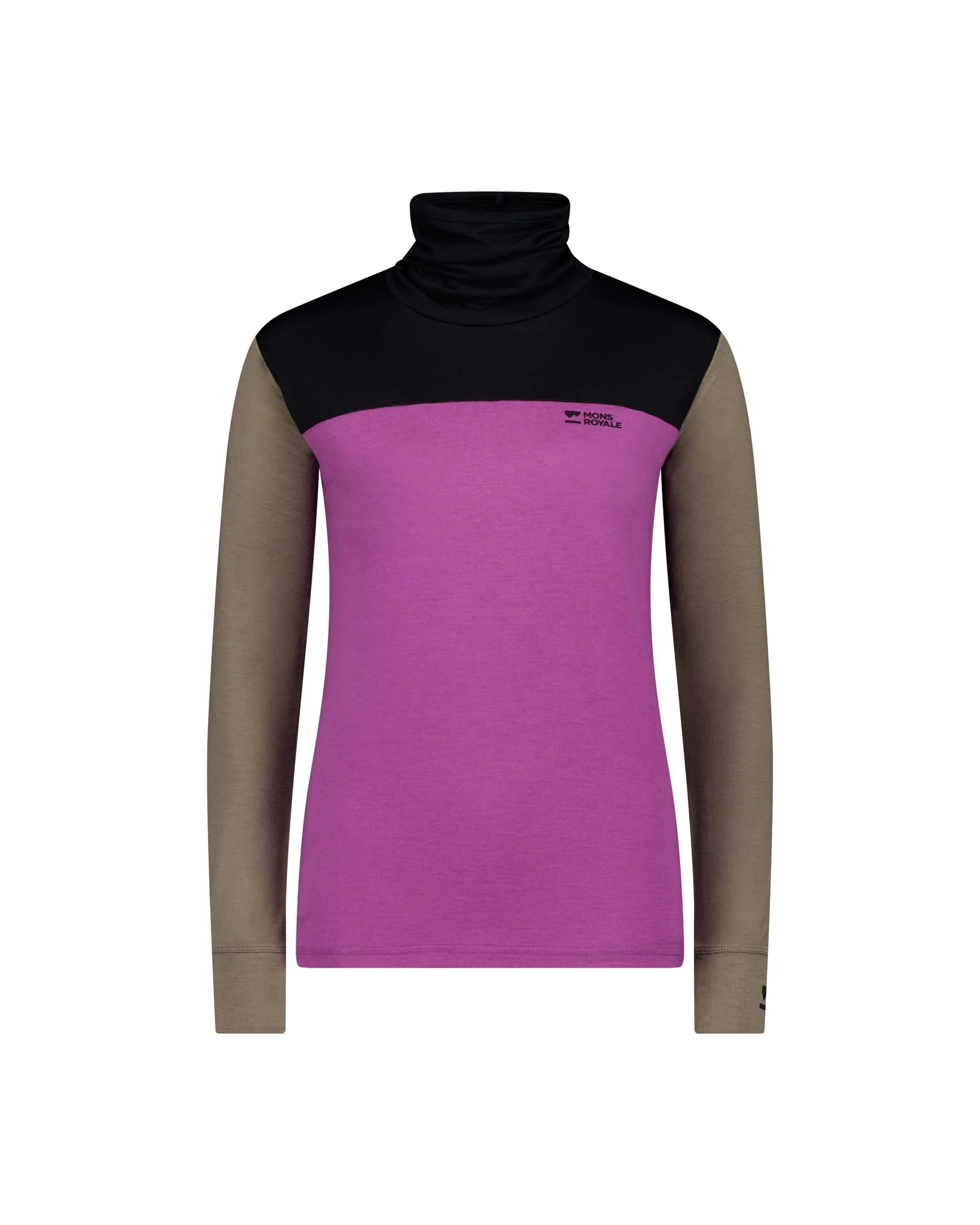 Yotei Merino High Neck Long Sleeve - Purple Bolt / Walnut / Black | Women's Long Sleeve Top - Image 5