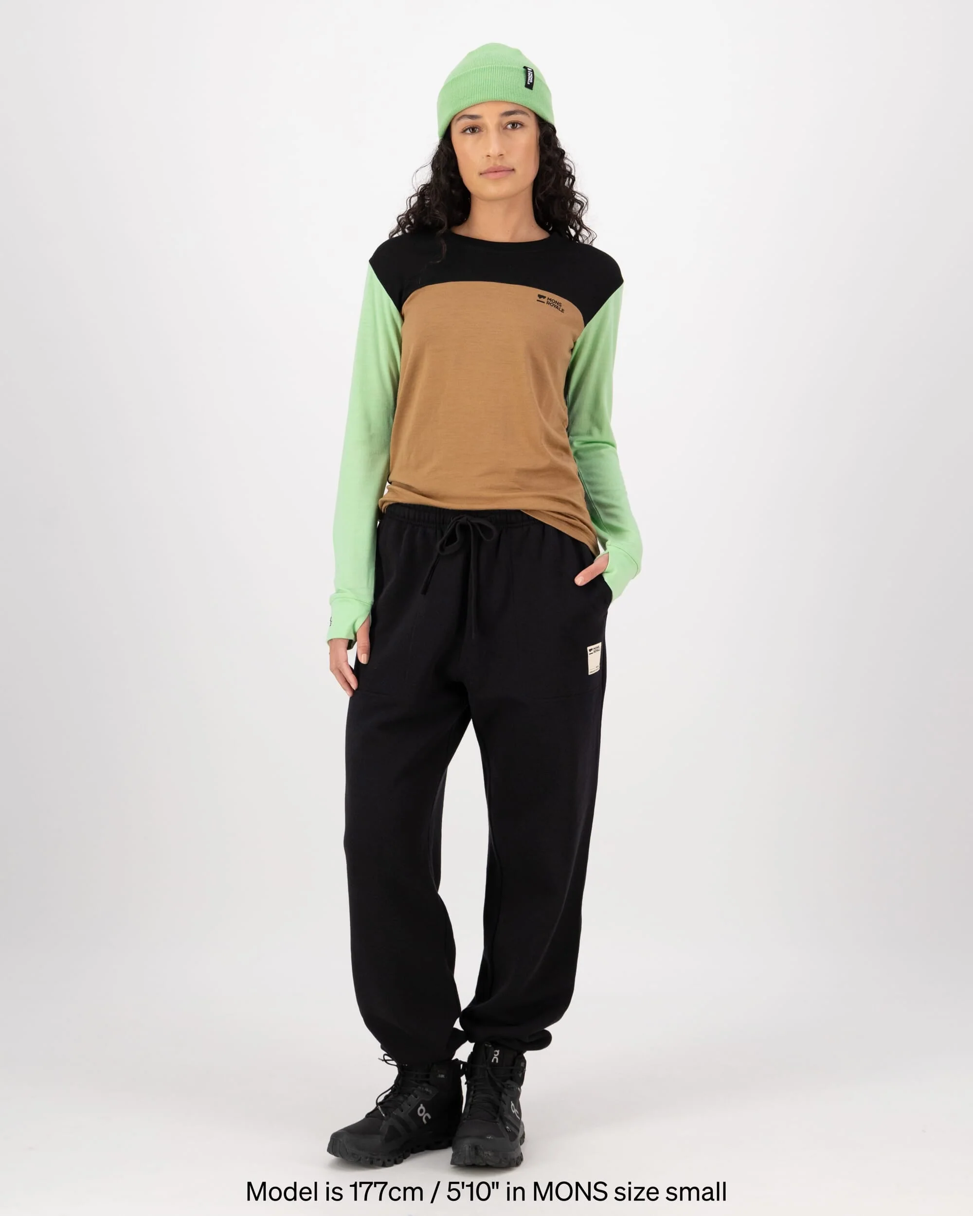 Yotei Merino Long Sleeve - Matcha / Toffee / Black | Women's Long Sleeve Top - Image 4