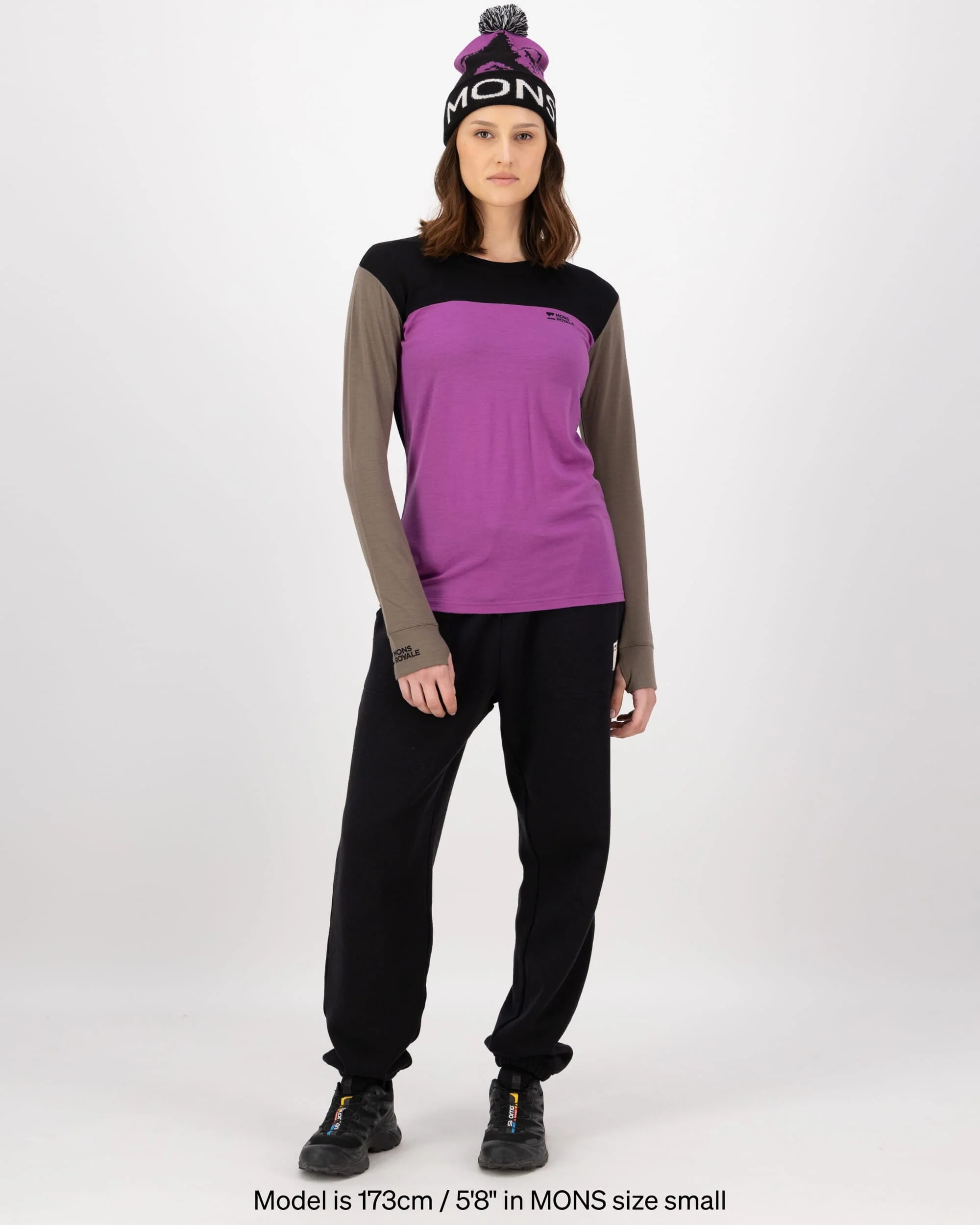 Yotei Merino Long Sleeve - Purple Bolt / Walnut / Black | Women's Long Sleeve Top - Image 4
