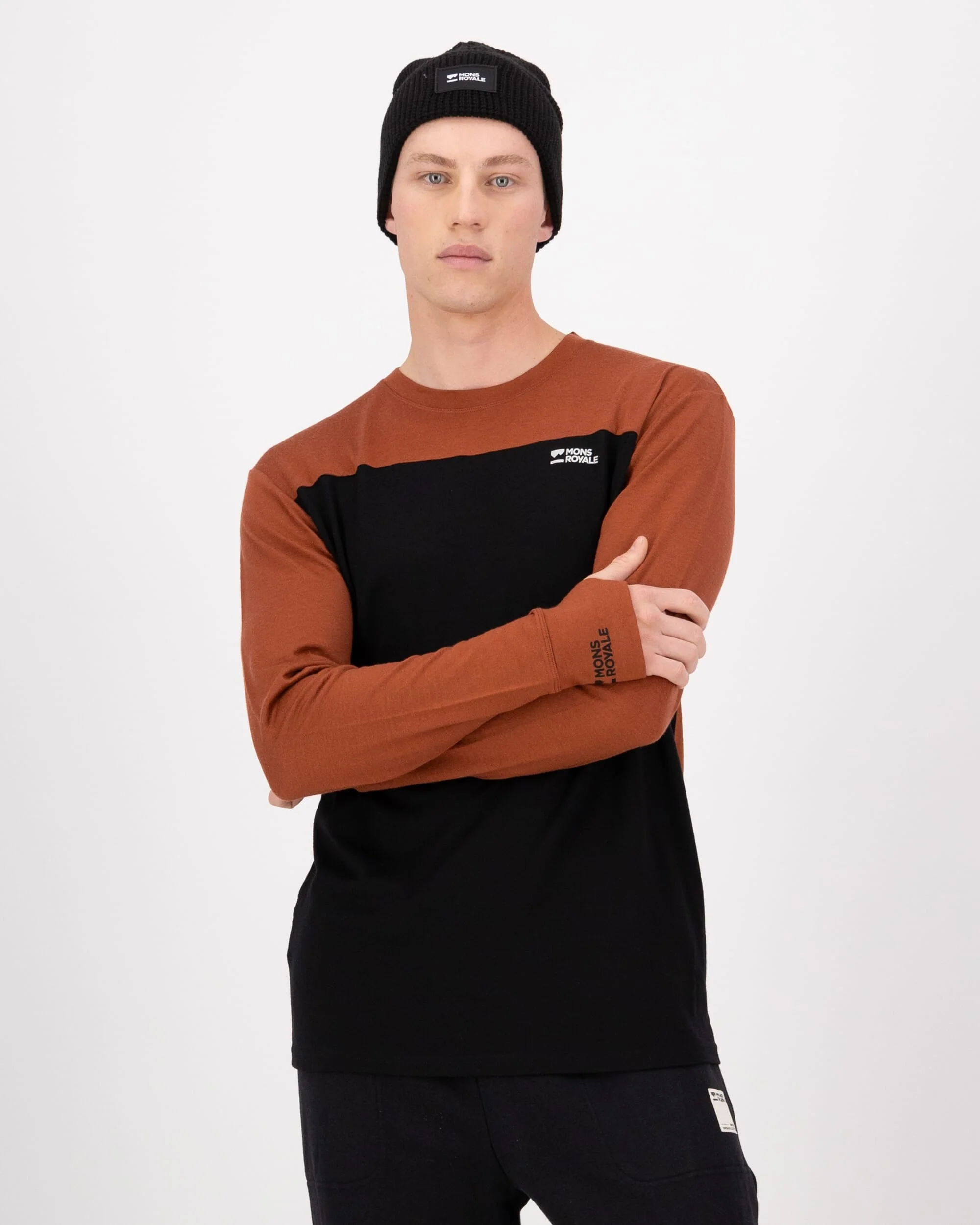 Yotei Merino Long Sleeve - Sienna / Black | Men's Long Sleeve Top - Image 3