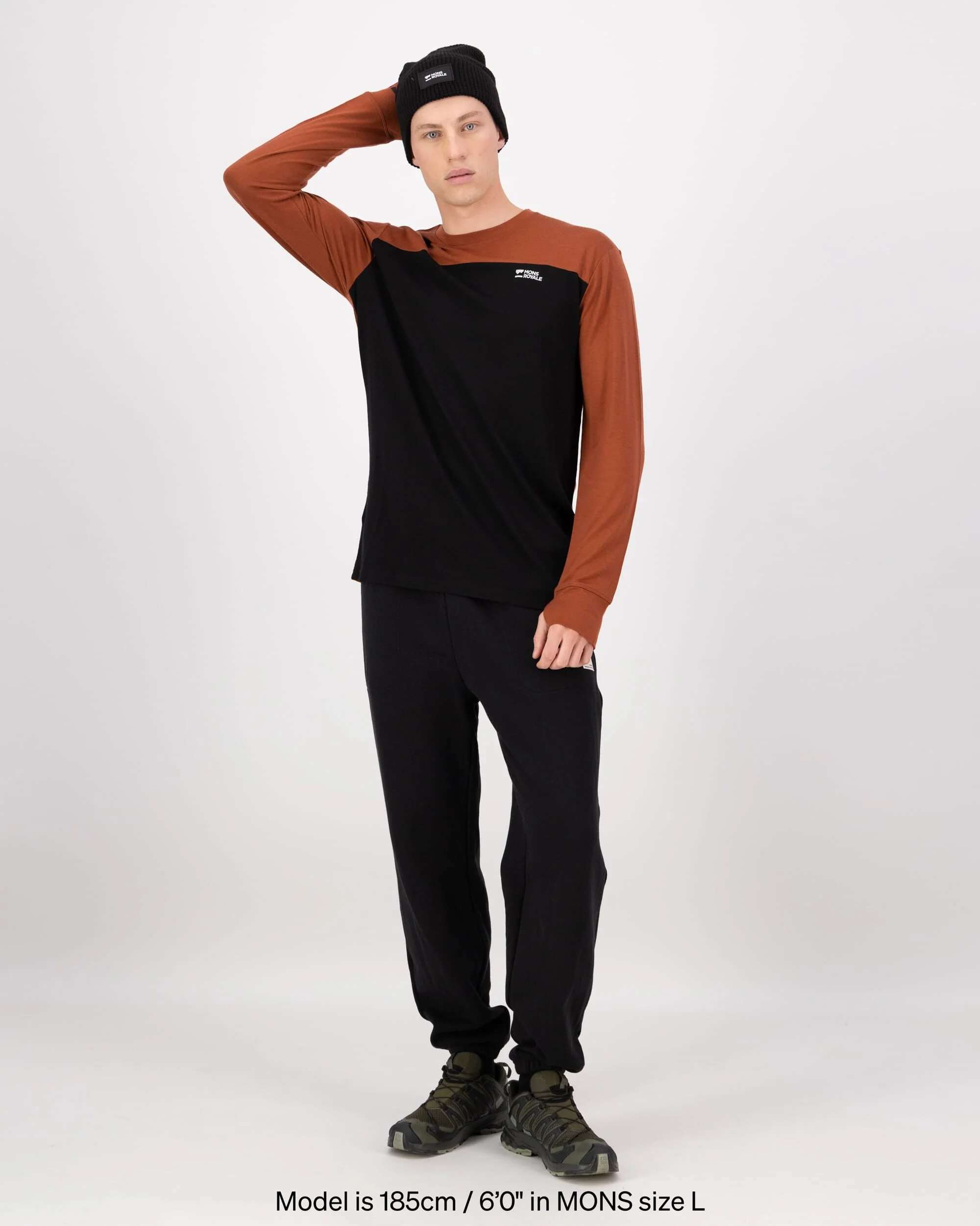 Yotei Merino Long Sleeve - Sienna / Black | Men's Long Sleeve Top - Image 4