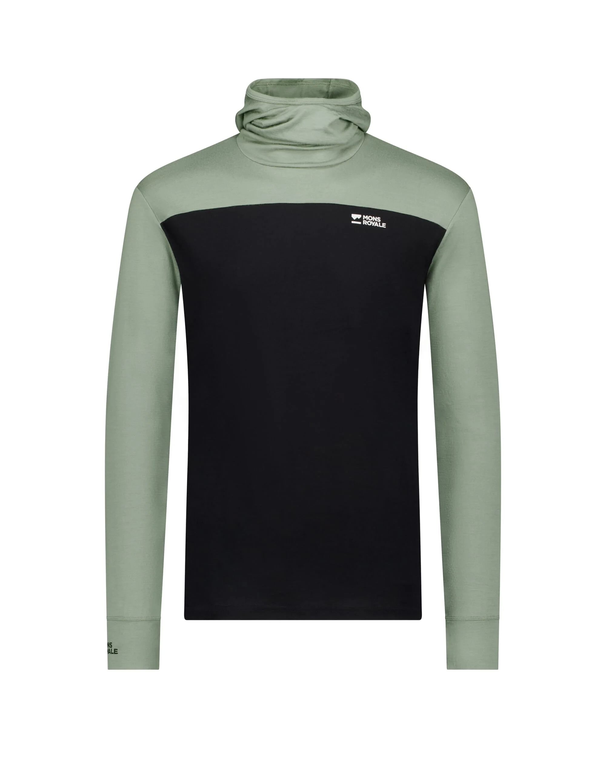 Yotei Merino Powder Hood Long Sleeve - Willow / Black | Men's Long Sleeve Top - Image 6