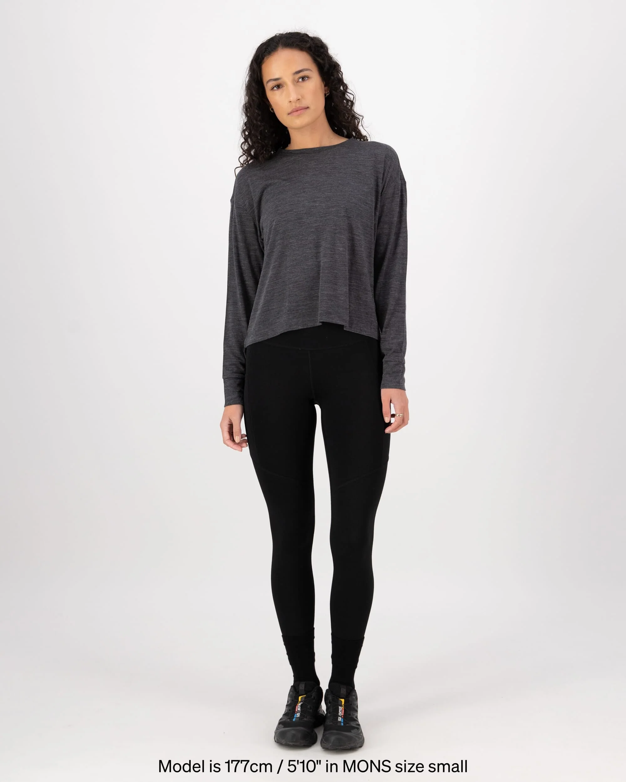Zephyr Merino Tencel™ Boxy Long Sleeve - Smoke | Women's Long Sleeve Top - Image 4