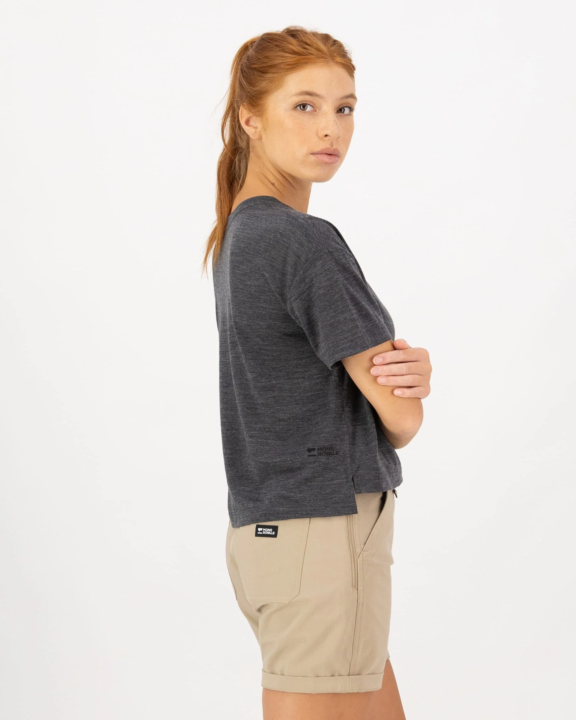 Zephyr Merino Tencel™ Boxy T-Shirt - Smoke | Women's T-Shirt - Image 3