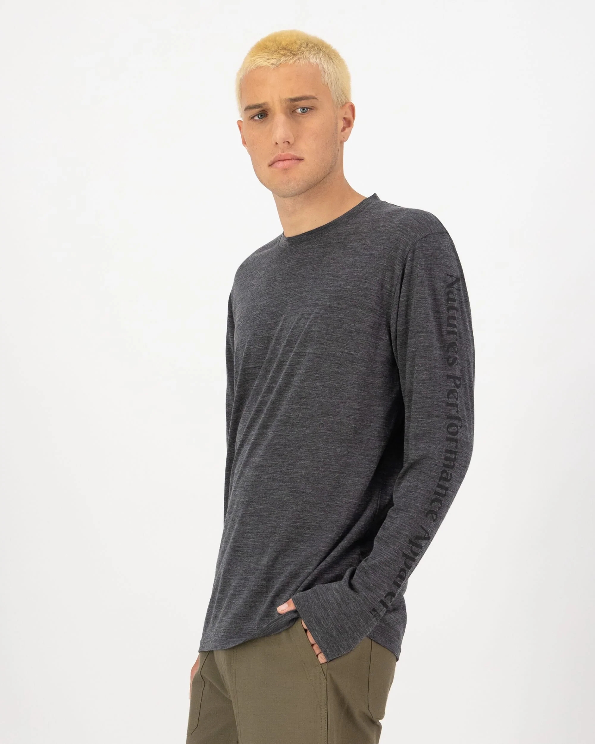 Zephyr Merino Tencel™ Long Sleeve - Smoke | Men's Long Sleeve Top - Image 3
