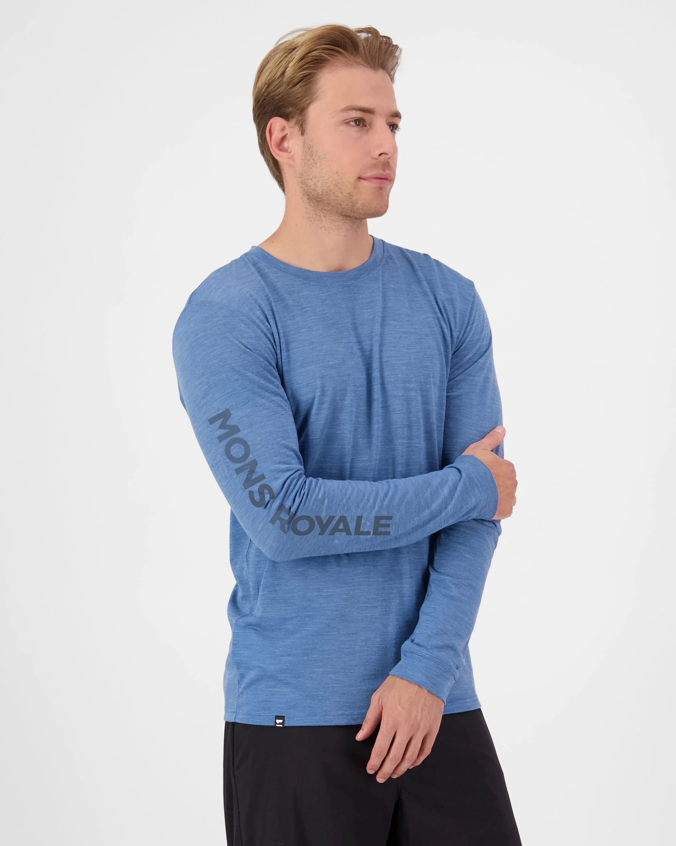 Zephyr Merino Tencel™ Long Sleeve - Steel Blue | Men's Long Sleeve Top - Image 3